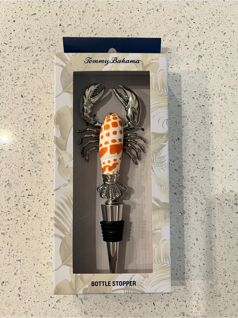 Tommy Bahama Shell Lobster Bottle Stopper — White & Orange
